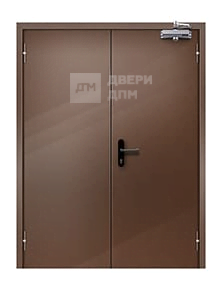 Коричневая противопожарная дверь 2-го типа двупольная глухая ДП-643